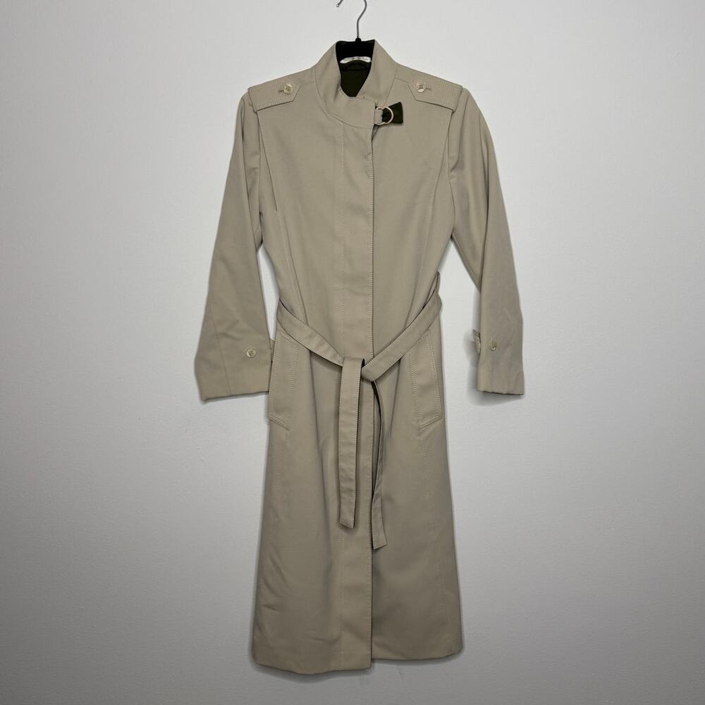 Vintage Minimalist Trench Coat | Beige Belted Jacket | 80s/90s